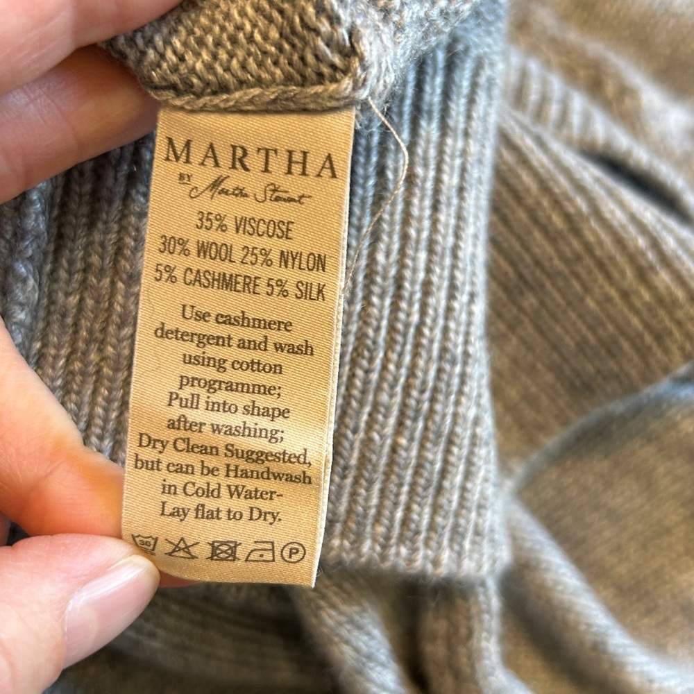 New Martha Stewart Wool Cashmere Large Sweater Bishop Ballon Sleeve Heather Gray - Picture 9 of 11